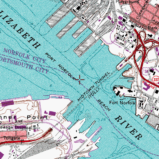 Topographic Map of Port Norfolk Reach, VA
