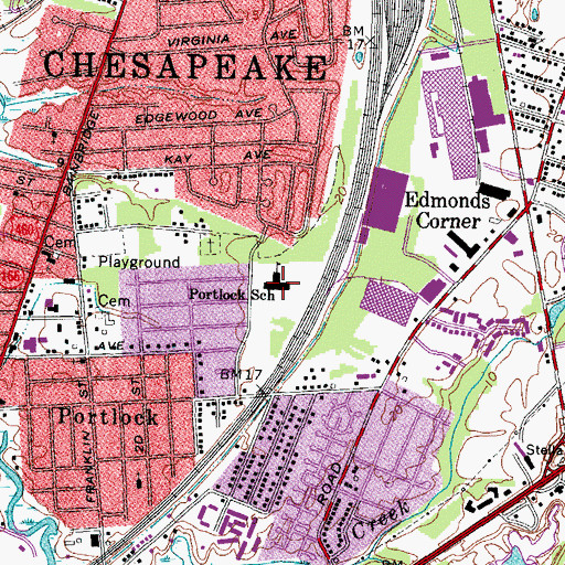 Topographic Map of Portlock Primary School, VA