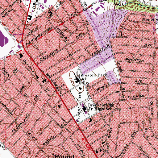 Topographic Map of Preston Park Elementary School, VA