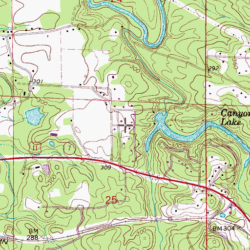 Topographic Map of Canyon Lakes, AL