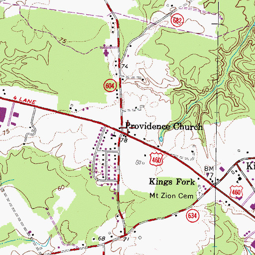 Topographic Map of Providence Church, VA