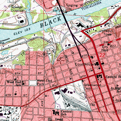 Topographic Map of Capitol Park, AL