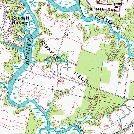 Topographic Map of Quaker Neck, VA