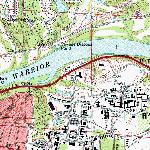Topographic Map of Capstone Court, AL