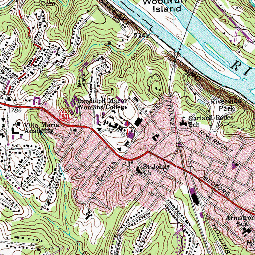 Topographic Map of Randolph College, VA