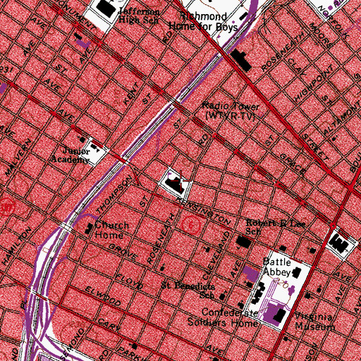 Topographic Map of Albert Hill Middle School, VA