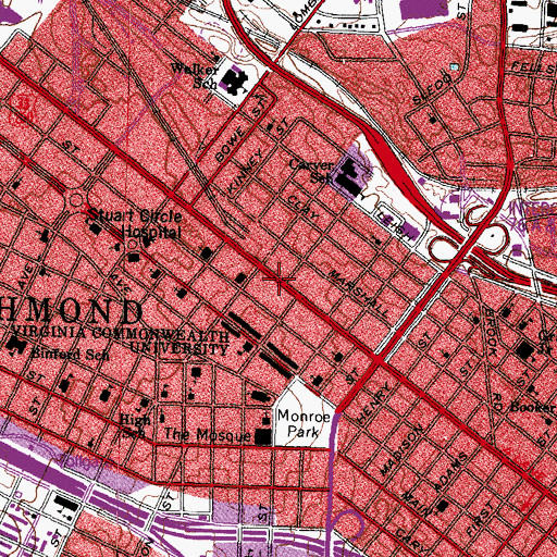 Topographic Map of Virginia Commonwealth University - Monroe Park Campus, VA