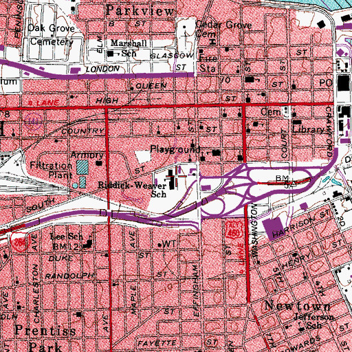 Topographic Map of Riddick-Weaver School, VA