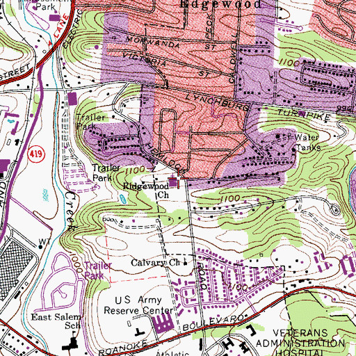 Topographic Map of Ridgewood Church, VA