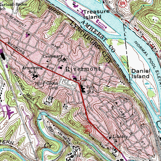 Topographic Map of Rivermont, VA