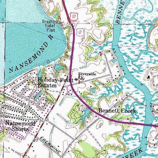 Topographic Map of Riverside Church, VA