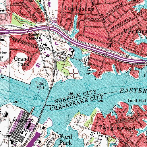 Topographic Map of Riverside Park, VA