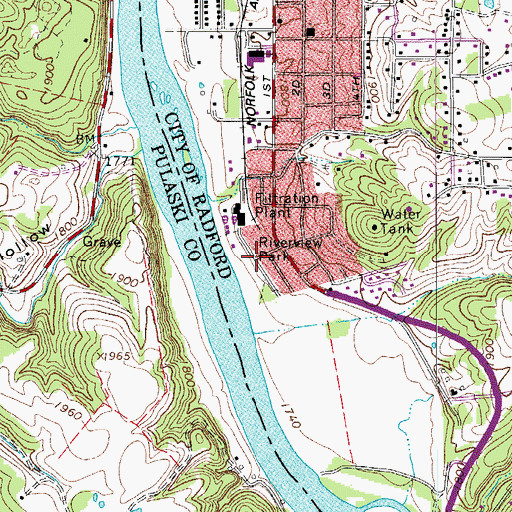 Topographic Map of Riverview Park, VA