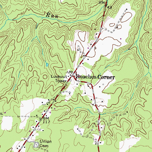 Topographic Map of Roaches Corner, VA