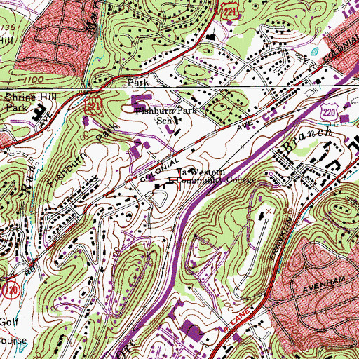 Topographic Map of Virginia Western Community College, VA