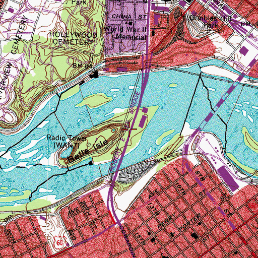 Topographic Map of Robert E Lee Bridge, VA