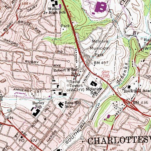 Topographic Map of Robert E Lee Elementary School, VA