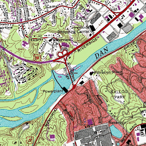Topographic Map of Robertson Bridge, VA