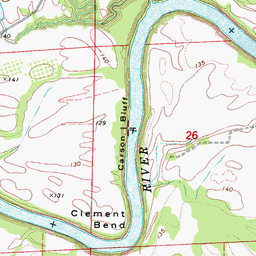 Topographic Map of Carsons Bluff Landing, AL