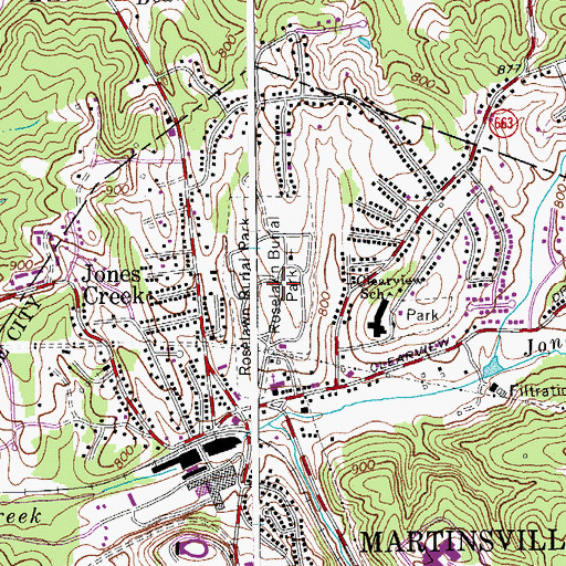 Topographic Map of Roselawn Burial Park, VA