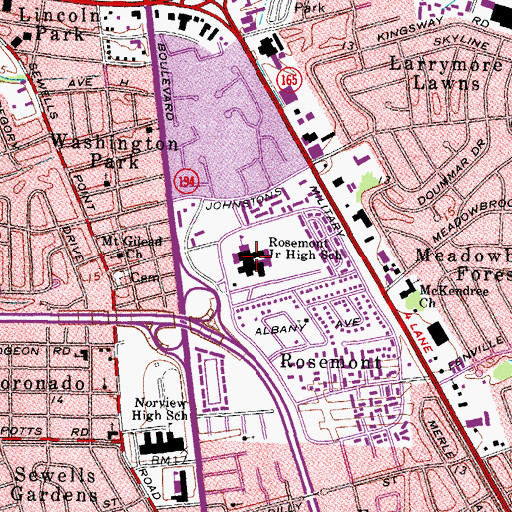 Topographic Map of Rosemont Middle School, VA