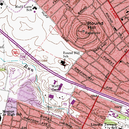 Topographic Map of Round Hill Montessori Primary School, VA