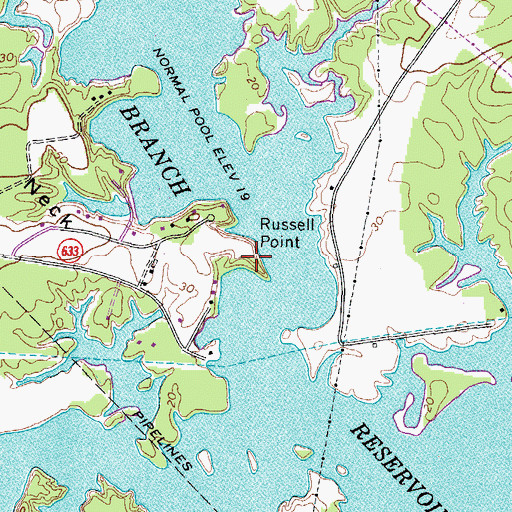Topographic Map of Russel Point, VA