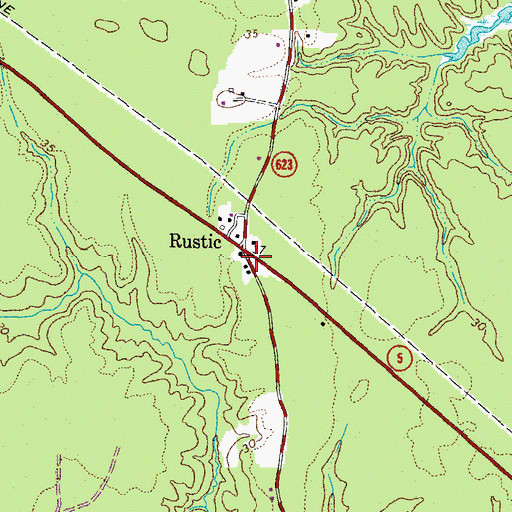Topographic Map of Rustic, VA
