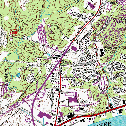 Topographic Map of Sacred Heart School, VA