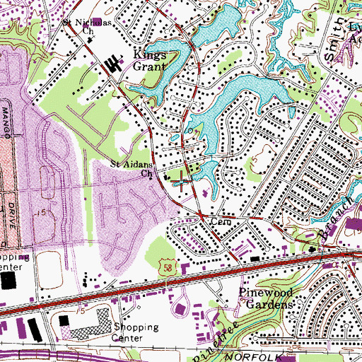 Topographic Map of Saint Aidans Church, VA
