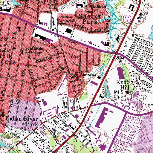 Topographic Map of Saint Andrews Church, VA