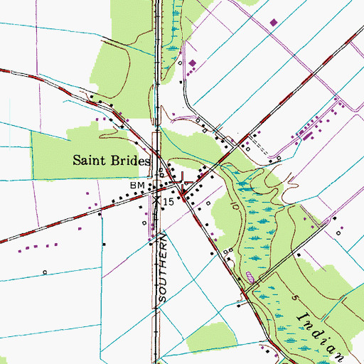 Topographic Map of Saint Brides, VA