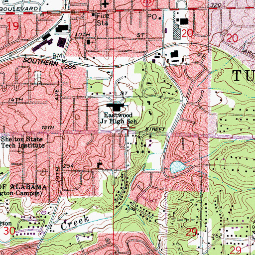 Topographic Map of Castle Hill Elementary School (historical), AL