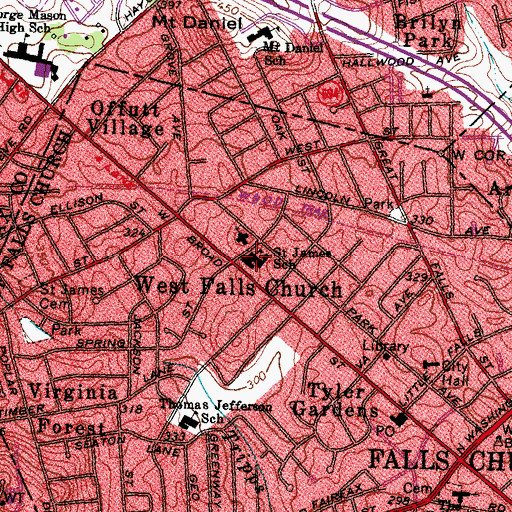 Topographic Map of Saint James Catholic School, VA