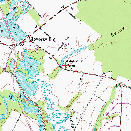 Topographic Map of Saint Johns Church, VA