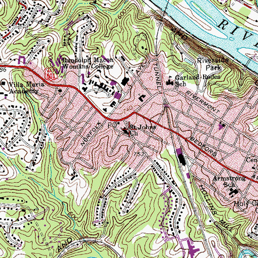 Topographic Map of Saint Johns Church, VA