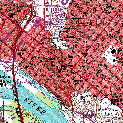 Topographic Map of Saint Johns Church, VA