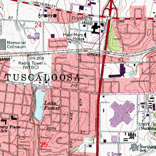 Topographic Map of Cedar Crest, AL