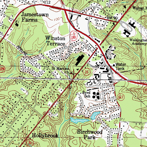 Topographic Map of Saint Martins Church, VA