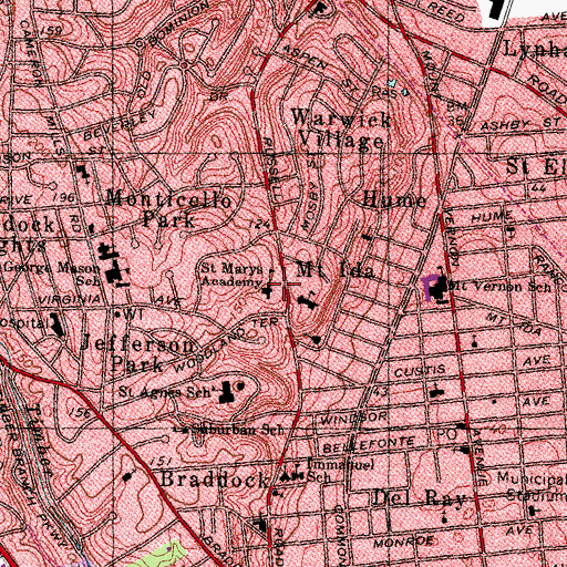 Topographic Map of Saint Marys Academy (historical), VA