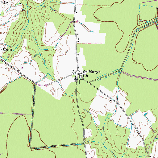 Topographic Map of Saint Marys Church, VA