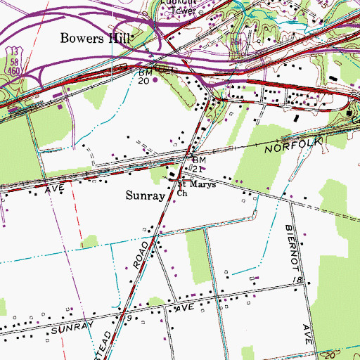 Topographic Map of Saint Marys Church, VA