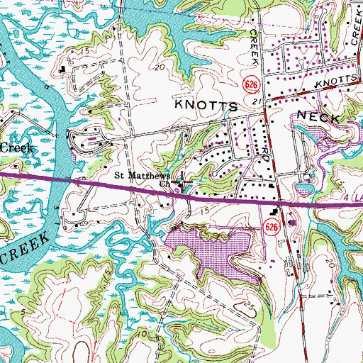 Topographic Map of Saint Matthews Church, VA