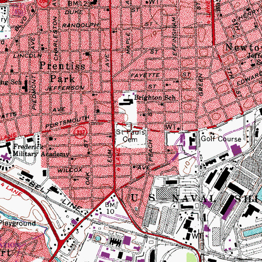 Topographic Map of Saint Pauls Cemetery, VA