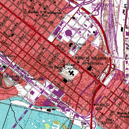 Topographic Map of Saint Pauls Church, VA