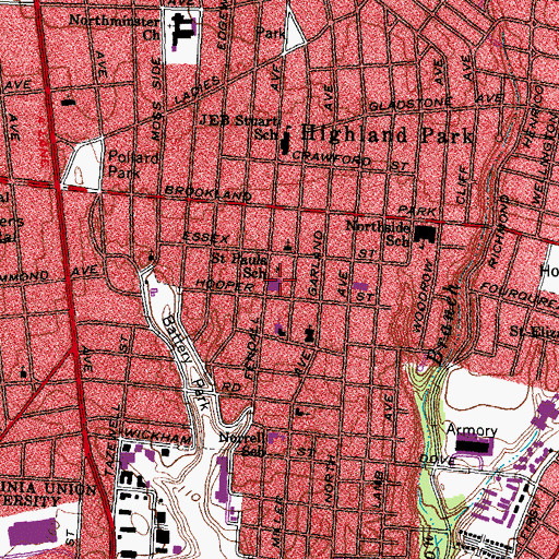 Topographic Map of Saint Pauls School, VA