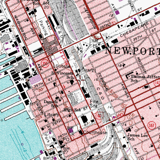 Topographic Map of Saint Vincents School, VA