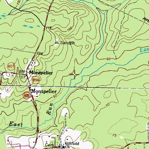 Topographic Map of Salem Run, VA