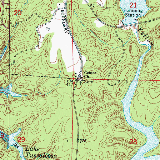 Topographic Map of Center Cemetery, AL