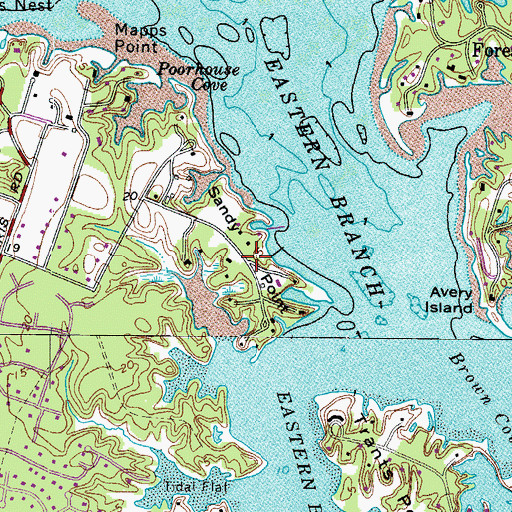 Topographic Map of Sandy Point, VA